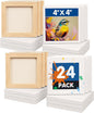 FIXSMITH Mini Stretched Canvas for Painting - 24 Pack 4 x 4 Inch, 2/5” Profile Small Square Canvases, 100% Cotton Blank Canvas, Home Decor Project, Art Supplies for Acrylic Oil Painting