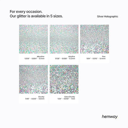 Hemway Glitter Grout Additive add Sparkle to Mosaic Tiles, Bathrooms, Wet Rooms, Kitchens, Tiled Based Rooms and Cement Based Grouts 100g / 3.5oz - Silver Holographic