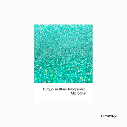 Hemway Polyurethane & Epoxy Resin Glitter 100g / 3.5oz Metallic Crystal Flake Additive for Flooring Jewelry Tumblers Glass Pigment - Microfine (1/256" 0.004" 0.1mm) - Turquoise Blue Holographic