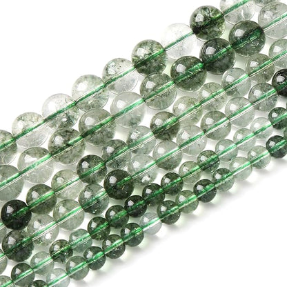 36PCS 10MM Green Crackle Phantom Ghost Crystal Beads for Jewelry Making DIY Bracelet Necklace Accessories 15" Energy Healing Power Stone Beads