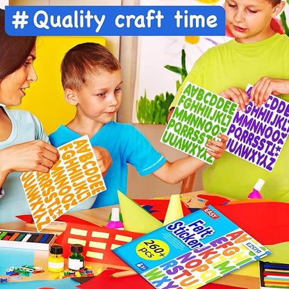 EZCRA Felt Alphabet Stickers, Large Self-Adhesive A-Z Puffy Letters for Kids Ages 3-5 – Classroom, Preschool, Homeschool DIY, Scrapbooking, 260+ Pieces