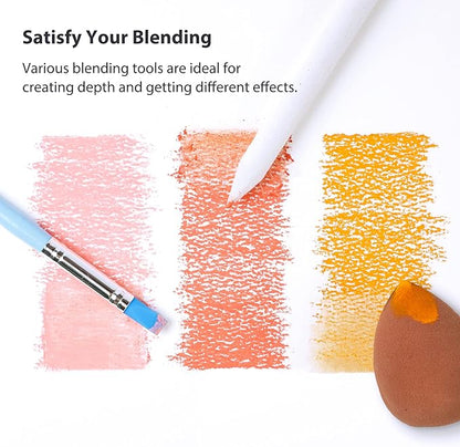 COLOUR BLOCK 30pcs Sketching Tool Set with Soft Pastels Drawing Art Blenders, Blending Stumps, Tortillions, Sandpaper, Sketch Pencil Extender, Rubber Pens