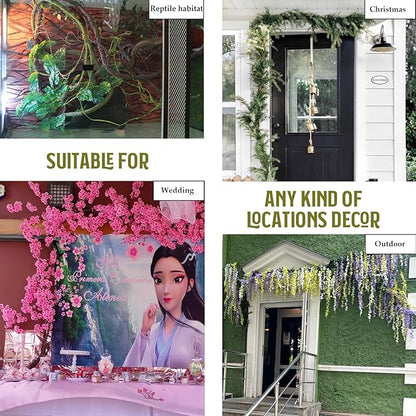 118 inch Big Artificial Green Tree Branches Ivy Grapevine Garland Fake Tree Trunk Wall Door Hanging Plants Twigs Moss for Garden Home Wedding Outdoor Jungle Leaves Room Decoration