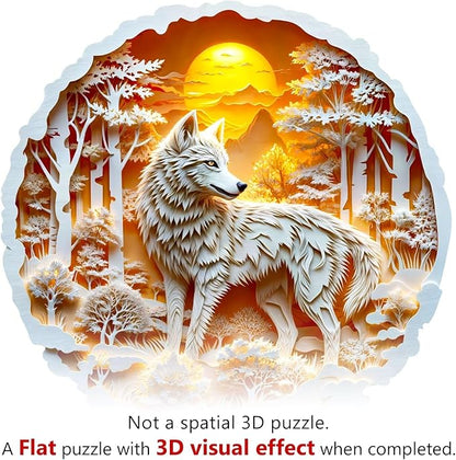 Wooden Puzzles for Adults, 3D Wolf Wooden Puzzles 100 Pieces, Unique Animal Shaped Wood Challenging Jigsaw Puzzles Gifts for Adults, 8.5x8.5in