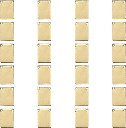 ImpressArt - Premium Metal Stamping Rectangle Blanks for Metal Stamping and Jewelry Making (24 Pack) (7/16" x 3/4" Rectangle w/ 2 Holes, Brass)