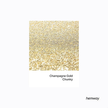 Hemway Polyurethane & Epoxy Resin Glitter 100g / 3.5oz Metallic Crystal Flake Additive for Flooring Jewelry Tumblers Glass Pigment - Chunky (1/40" 0.025" 0.6mm) - Champagne Gold
