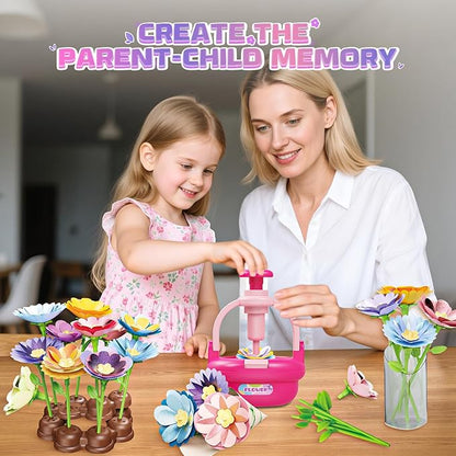Plunack Flower Bouquet Craft Kits for Kids Age 4-8, Flower Press Kit DIY Flowers Making Toy for 4 5 6 7 Year Old Girls Arts & Crafts Toys Educational Handmade Activity Set, Birthday Gift for Girls 3+