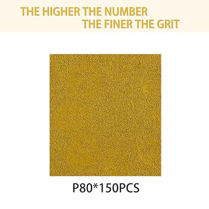150PCS 80 Grit Gold Sanding Discs, 5-Inch 8-Hole Sandpaper for Random Orbital Sander,for Automotive or Woodworking