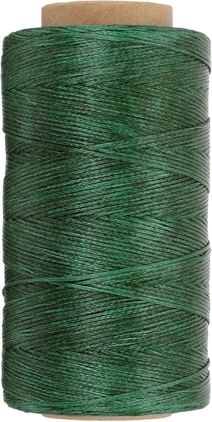 PATIKIL 284 Yard Flat Waxed Thread 150D 1mm Leather Sewing Cord for Repairing Shoes Bags Wallets Jewelry Making DIY Leather Craft, Dark Green