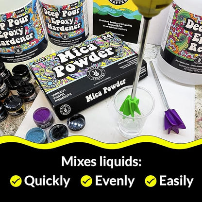 Art Resin Mixer Drill Attachment, Epoxy and Paint Stirrers for Drill, Mud Mixer for Quart or Gallon, Mini Drill Mixer Paddle for Crafting and Mixing Tools