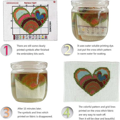 CROSSDECOR Cross Stitch Kits for Beginners DIY Crossstitching Preprinted kits Pattern Needlepoint Embroidery Craft Kits 14CT 2 Strands-11×20.5 inch，Gift (yellow)