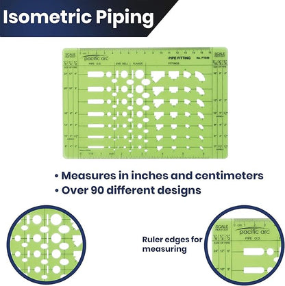 Pacific Arc Pipe Fitting Template Guide, with Pipe O.D., End Bell, Flange, and Fittings