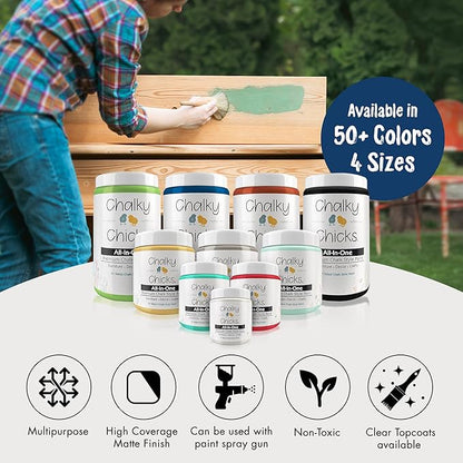 Chalky Chicks All-in-One Chalk Paint for Furniture or Cabinet - 16 Fl Oz - Matte Finish DC Blue Navy Blue for Metal, Wood Furniture Paint - No Sanding All-in-One for Home Decor & Crafts, USA Made