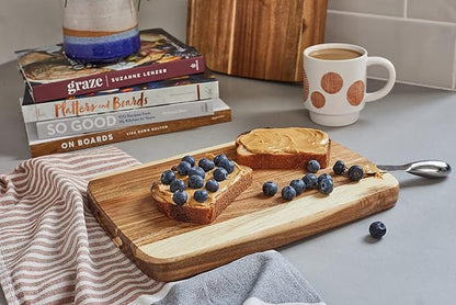 Set of 2 Sonder Los Angeles Acacia Wood Cutting Boards with Juice Groove, Gift Box Included - Small & Medium Sizes: 14x10x1in & 12x8x1in. Ideal for Meat, Vegetables, and Organic Produce Sustainable