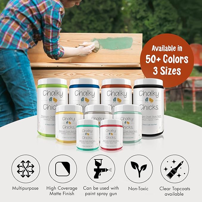 Chalky Chicks All-in-One Chalk Paint for Furniture or Cabinet - 32 Fl Oz - Matte Finish Pumpkin Pie Orange for Metal, Wood Furniture Paint - No Sanding All-in-One for Home Decor & Crafts, USA Made