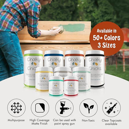 Chalky Chicks All-in-One Chalk Paint for Furniture or Cabinet - 32 Fl Oz - Matte Finish Pumpkin Pie Orange for Metal, Wood Furniture Paint - No Sanding All-in-One for Home Decor & Crafts, USA Made