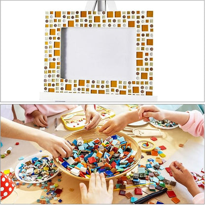 MECCANIXITY 2 Pcs Stained Glass Sheet Mosaic Tile 7.9 Inch x 5.9 Inch Apricot Stained Glass Sheets for Crafts DIY Art Project