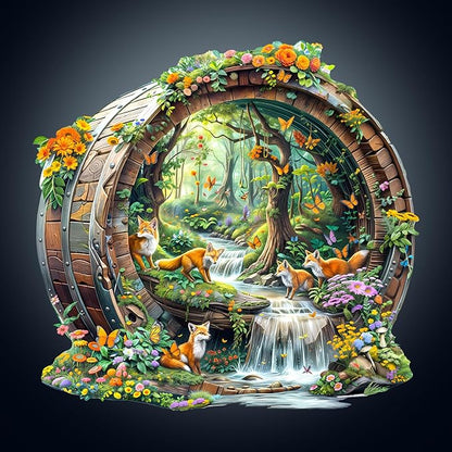 Wooden Puzzles for Adults, Fox Wooden Jigsaw Puzzle for Adults, 255 Piece Unique Animal Shape Wood Puzzles Adult, Birthday Party Gifts for Friends & Family Leisure Time Game Home Decor (L-13.4*12.8in)
