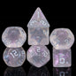 7-Die DND Dice Set Polyhedral Dice Set with Leather Bag D&D Dice Set for RPG Table Games (Transparent w/Glitter)