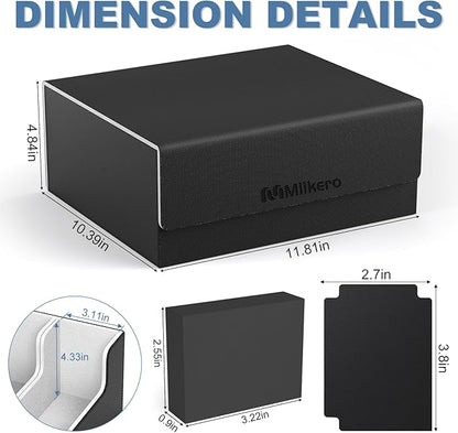 Mlikero Card Deck Case for Trading Cards 1800+, Trading Card Storage Box for Magnetic Card Holder and Hard Plastic Card Protectors, Leather Magnetic Closure Deck Box Fit for MTG, TCG