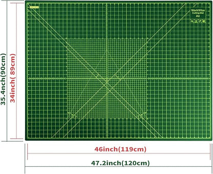 Extra Large 36" x 48" Self Healing Sewing Mat, WerkWise Rotary Cutting Mat, Double Sided 5-Ply 36x48 Inch Board for Quilting, Fabric, & Crafts, Designed for Use with Rotary Cutters (Green & Black)