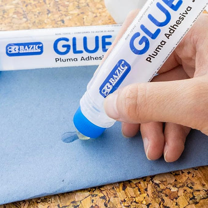 BAZIC Products Washable Glue Pen 1.7 Oz. (50 mL), Liquid Clear Glues Bond Adhesive for Art Crafts Project at School Home Office (2/Pack), 1-Pack