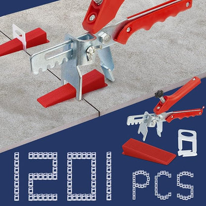 Tile Leveling System with Tile Plier, 1000-Piece Tile Spacers Clips and 200-Piece Reusable Wedges, Tile Leveler Tool Set for Ceramic Tile and Stone Installation (1/8 Inch Tile Spacers)