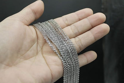 Wholesale 12 PCS Genuine Stainless Steel Cable Chain Necklace Chains Bulk for Jewelry Making (18 Inch(2MM))
