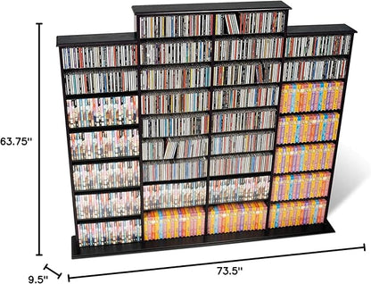 Prepac 4 Column Tall Cabinet Media Storage, 73.5" Wide, Black