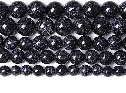 72PCS 10mm Blue Sandstone Gemstone Beads Beads Natural Stone Round Loose Beads for Jewelry Making DIY Bracelet Necklace 32" 2 Strands