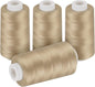 Serger Thread 4 Cones 3000 Yards Each Spool All Purpose Polyester Thread 40S/2 for Sewing, Serger, Overlock, Quilting, Piecing-Dark Khaki