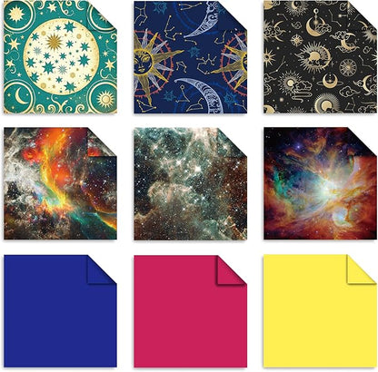 Origami 6x6 Paper Kit 150 Sheets 150 Vivid Colors Double Sided Same Printed Traditional Patterns Square for Arts Crafts Projects Japan Traditional Chiyo.Starry Sky