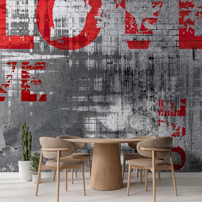 wall26 Wall Sticker/Wall Mural Love Letters Graffiti, Not Peel and Stick, Non-Woven Wallpaper Decorative for Bedroom, Living Room, Office - 132x168 inches