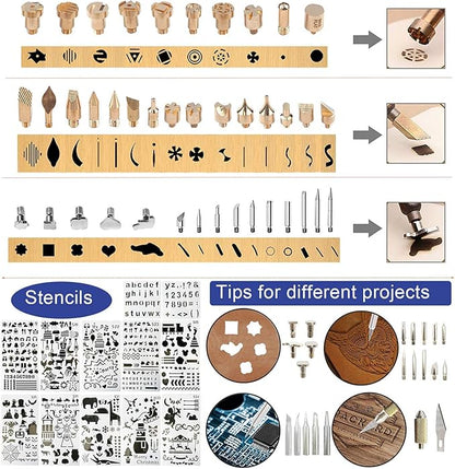 112PCS Calegency Wood Burning Kit-Wood Burning Tool Set with Digital LCD Display Pyrography Pen Adjustable Temperature and Embossing/Carving/Soldering/Engraving Tips for Wooden Crafts