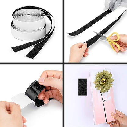 BRAVESHINE Industrial-Strength Self Adhesive Hook and Loop Roll - 1.2 Inch 16.5FT Double Sided Hook and Loop Strips Fasteners Tape for Sewing, Pedal Board, Mounting or Hanging Items - Black Tapes