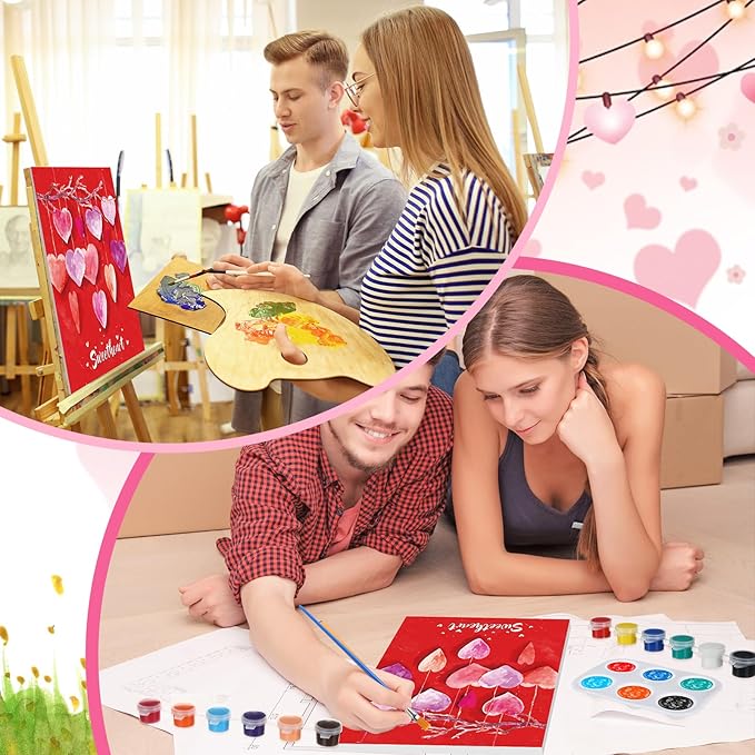 Zhanmai 12 Pack Pre Drawn Canvas for Painting Sip and Paint Kit 8" x 10" Paint Party Set Canvas Painting Pre Printed Canvases for Party Favor DIY Virtual Adult's Date Night (Classic Style)
