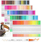 Lelix 120 Colors Dual Tips Brush Pens Art Markers with a Coloring Book, Brush and Fine Point Pens Fineliner for Adults Kids Coloring Books Calligraphy Journaling Lettering Drawing