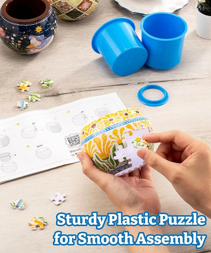 PieceRelax 3D Puzzle Planter 80 Pieces - Flower Pot - Hello Pumpkin Season, Home Decor Flower Pots for Indoor Cactus, Succulents Pots [K1107]