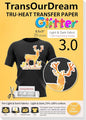 TransOurDream Glitter 3.0 Heat Transfer Paper for Inkjet Printer (20 Sheets, 8.5x11'') Printable Heat Transfer Vinyl for T Shirts Iron on Transfers for Light & Dark Fabric (TOD-GL3-20)