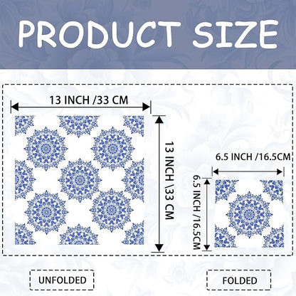 21 Pack Assorted Floral Napkins Decoupage Decorative, Decoupage Napkins Cocktail Decorative Paper for Birthday Party Beautiful Gorgeous, 21 styles of decorative paper (Blue and Gold Floral)