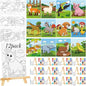 Zhanmai 12 Pack Pre Drawn Canvas for Painting Sip and Paint Kit 8" x 10" Paint Party Set Canvas Painting Pre Printed Canvases for Party Favor DIY Virtual Adult's Date Night(Cartoon Animals)