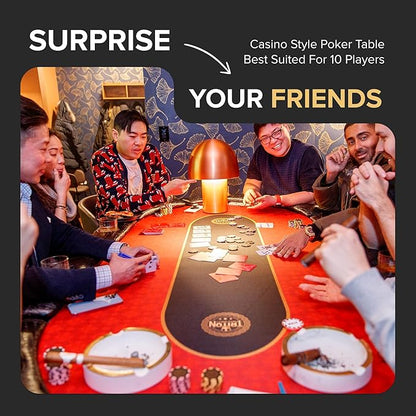 Triton Premium Poker Table for 10 Players - Foldable and Long-Lasting Poker Table, Luxurious Vegas Style Casino Experience at Home