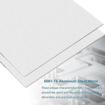 6061 Aluminum Sheet Plate, 10" x 14" x 1/4" Thickness Heavy Duty Aluminum Sheets Plates with Protective Film, Rectangle Aluminum Plate Solid Metal Sheet Plate for DIY Projects Base Plate