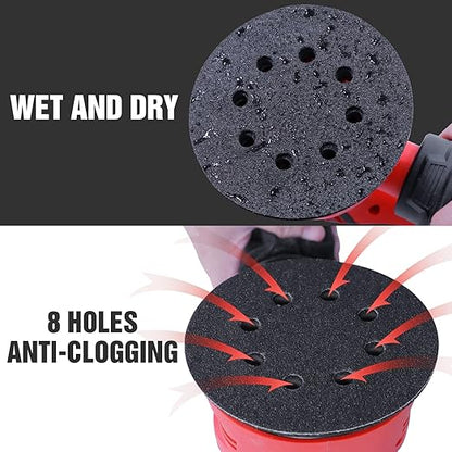 100 Pcs 5 inch Wet Dry Sanding Discs Grit 120 Hook and Loop 8 Hole Silicon Carbide Orbital Sander Sandpaper