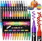 Acrylic Paint Pens Markers, 24 Colors Dual Tip Acrylic Paint Pens for Rock Painting, Wood, Canvas, Stone, Glass, Ceramic Surfaces, DIY Crafts Making Art Supplies (Round Tip and Fine Tip)