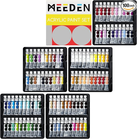 MEEDEN Heavy Body Acrylic Paint Sets, 100 Colors Art Paint Tubes, Non-toxic 0.41 fl Oz /12ml Acrylic Paints for Adults, Beginners