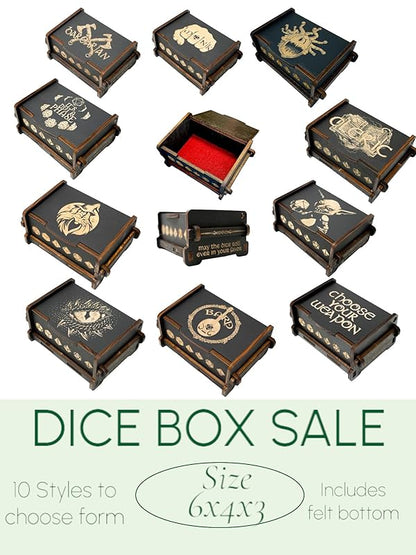 Dice Box - BLACK - 6x4x3 Also holds jewelry and great for desks and desk top items (The Red Dragon)
