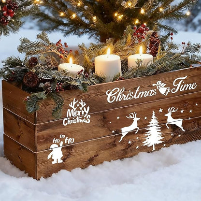 34pcs Christmas Stencils for Painting On Wood Reusable Xmas Stencils Set Holiday Templates for DIY Crafts Home Decor Art Projects