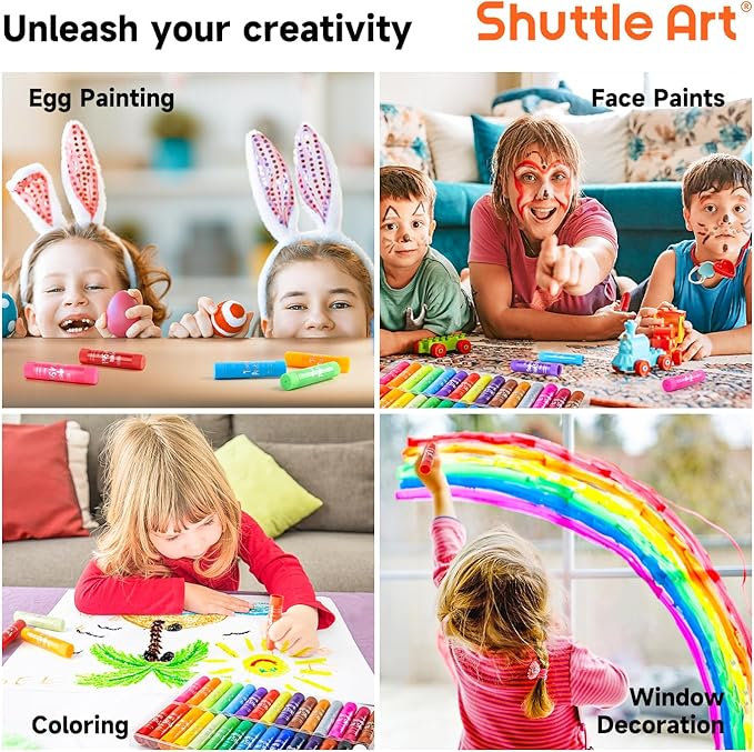 Tempera Paint Sticks, 40 Colors Solid Tempera Paint for Kids, Super Quick Drying, Works Great on Paper Wood Glass Ceramic Canvas