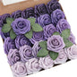 Floroom Artificial Flowers 25pcs Real Looking Lavender Purple Ombre Colors Foam Fake Roses with Stems for DIY Wedding Bouquets Bridal Shower Floral Centerpieces Party Tables Home Decorations
